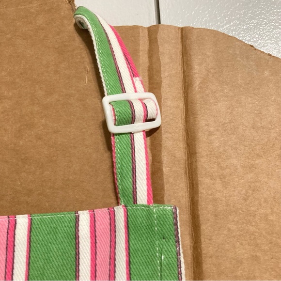 Emi Burke Candy Stripe Pink Green White Child's Apron 25" T x 20" W - Picture 11 of 14